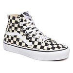Vans Unisex Checkerboard Sk8 Hi Tapered Men/Women Skate Shoes, Black/White/Checkerboard, 7 Women/5.5 Men