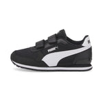 PUMA ST Runner Hook and Loop Sneaker, Black/White, 13.5 US Unisex Little Kid