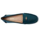 Coach® Marley Driver Women Loafers – Pebbled Leather Upper – Cushioned Footbed – Synthetic Lining – Gold Tone Deep Turquoise 8 B - Medium