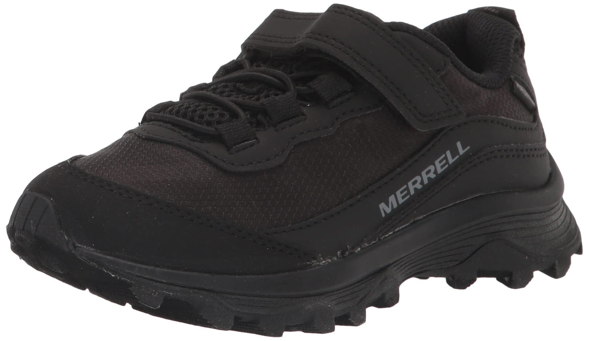 Merrell Moab Speed Low Alternative Closure Waterproof Sneaker, Triple Black, 1.5 US Unisex Big Kid