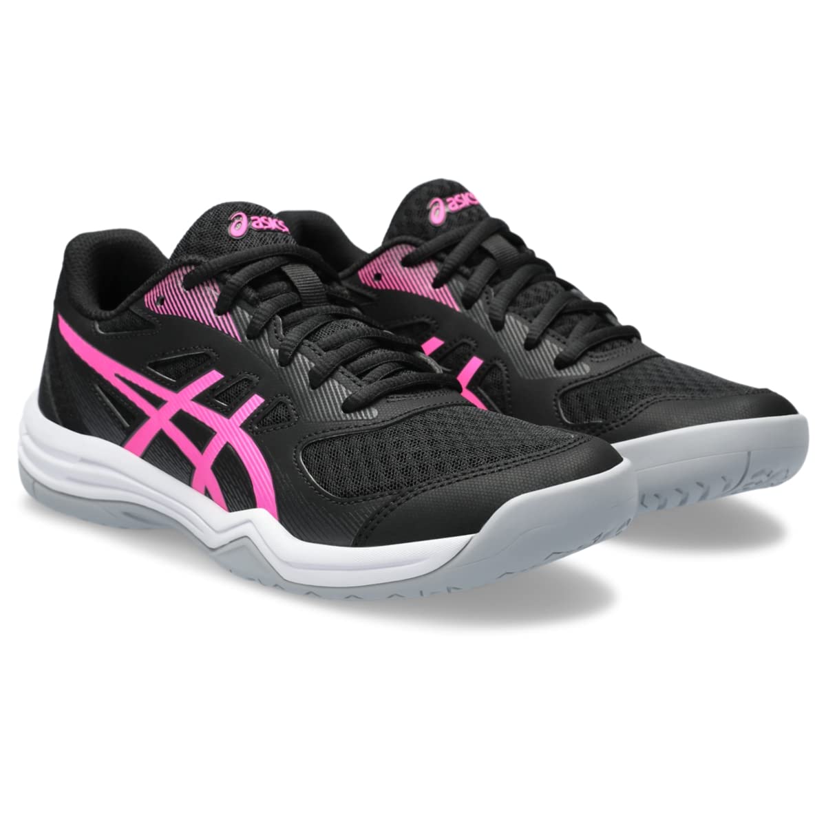 ASICS Women's Upcourt 5 Volleyball Shoes, 6, Black/HOT Pink