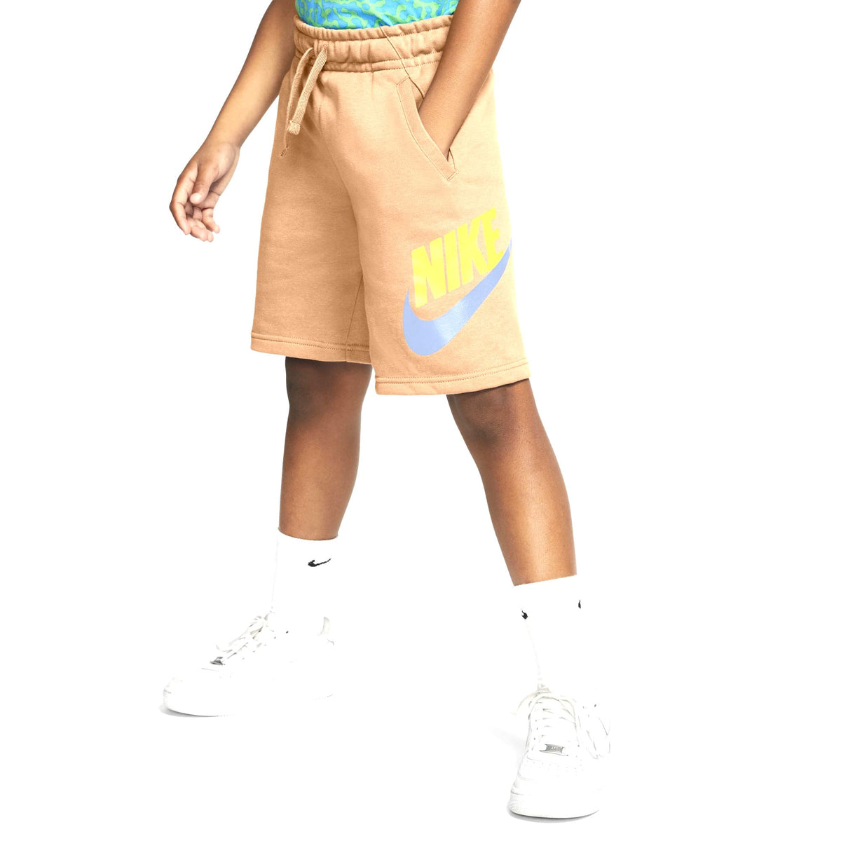 Nike Boy's Sportswear Club + HBR Fleece Shorts (Big Kids) Orange Chalk XL (18-20 Big Kid)