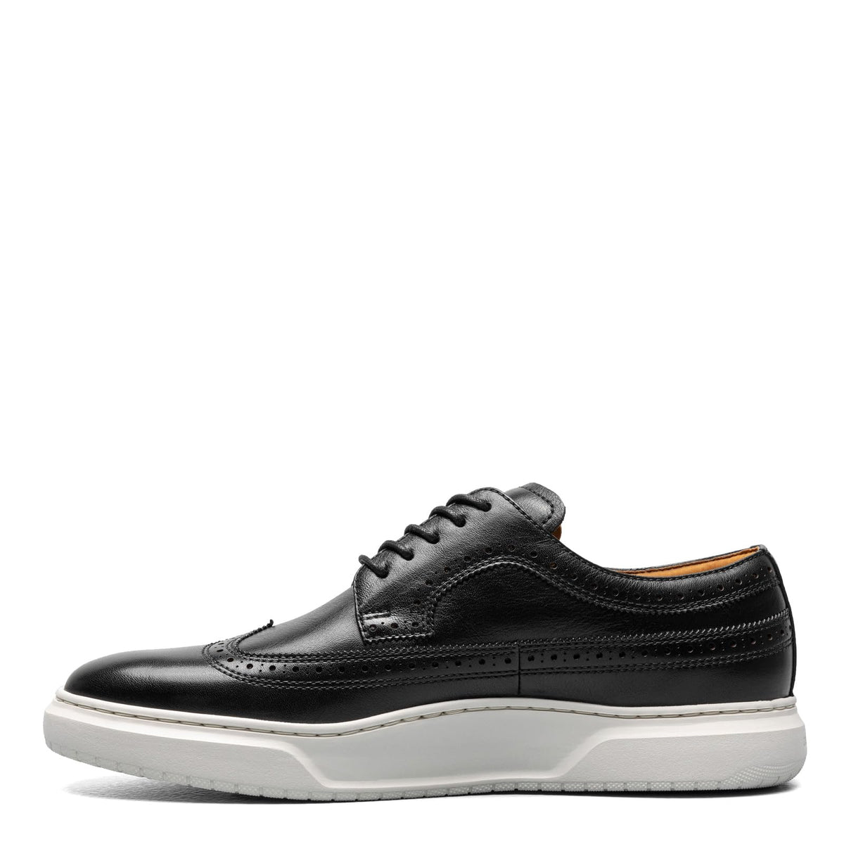Florsheim Premier Wing Tip Lace-Up Sneaker Black Smooth/White Sole 8.5 W (3E)