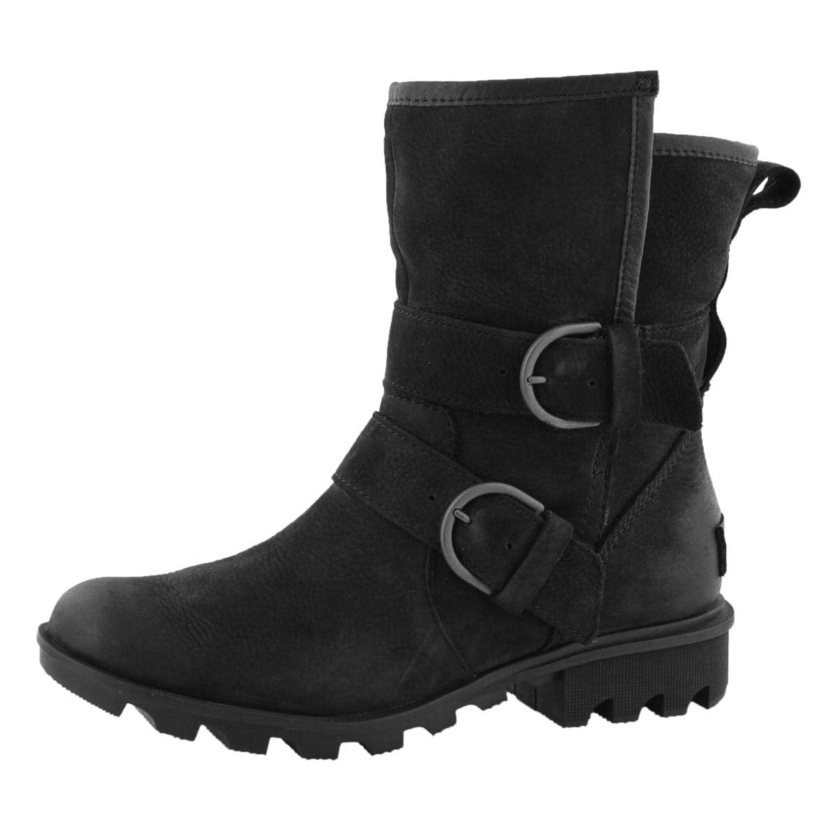 Sorel Womens Phoenix Moto Cozy Black Tobacco Boot - 6