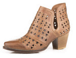 ROPER Womens Tan Leather Serena Cut-Outs Ankle Boots 7.5