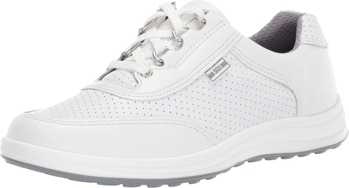 SAS Sporty Lux Lace Up Comfort Sneaker White Perf 9.5 WW - Double Wide (D)