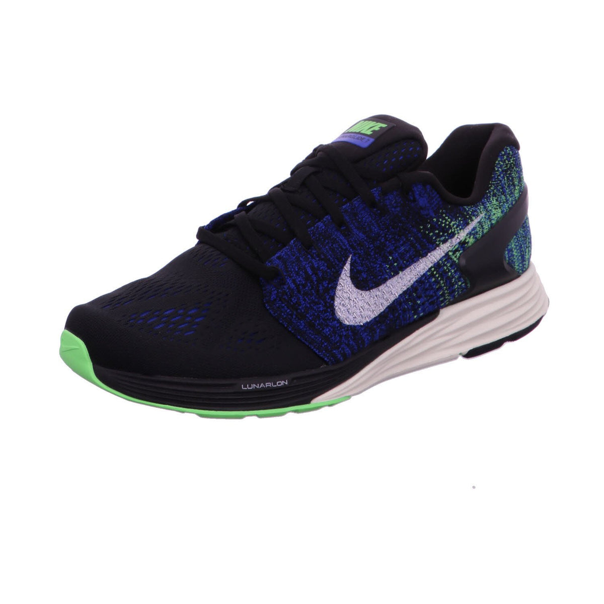 Nike Men's Lunarglide 7 Running Shoe (13 M US, Black/Sail/Racer Blue/VLTG Grn)
