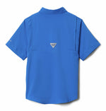 Columbia Youth Boys PFG Tamiami Short Sleeve Sun Protection Shirt, Vivid Blue, XX-Small