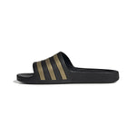 adidas Unisex Flip Flop Slide Sandal, Core Black/Gold Metallic/Core Black, 9 US Men