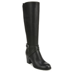 Naturalizer SOUL Womens Triya Block Heel Wide Calf Tall Boot Black Smooth 8.5 W
