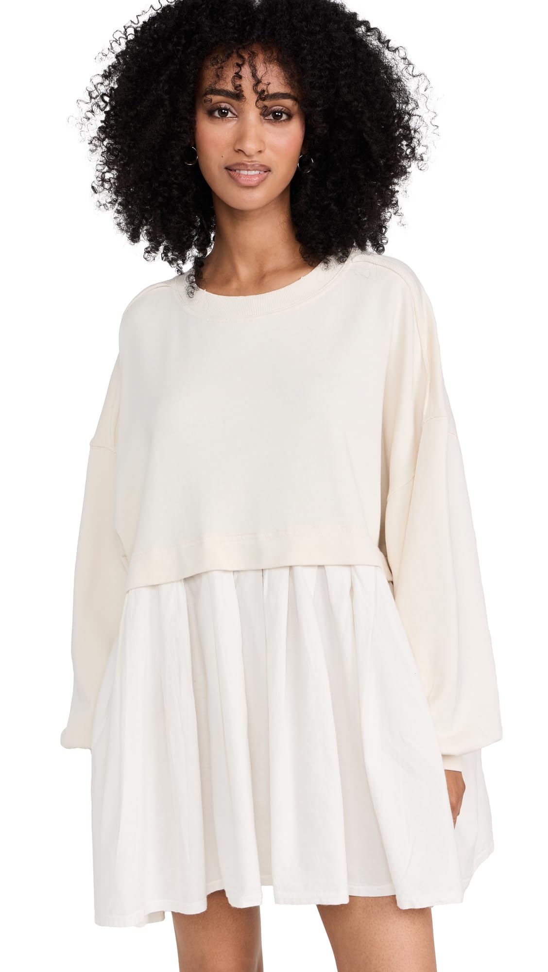 Free People Women's Eleanor Sweatshirt Dress, Grey Combo, XS