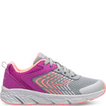 Saucony Girl's Wind Sneaker, Purple/Grey, 1 M US Big Kid
