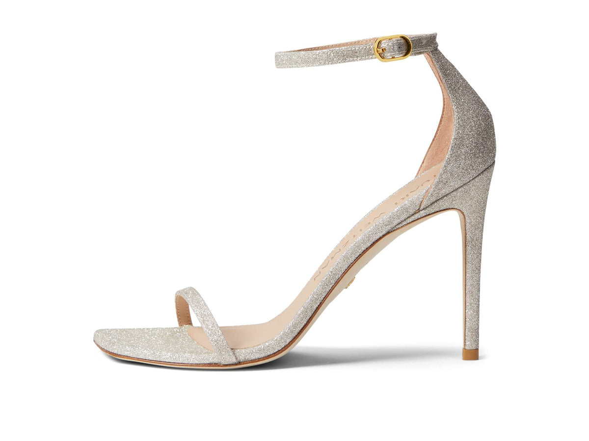 Stuart Weitzman Womens Nudistcurve 100 Sandal Platino 7 M