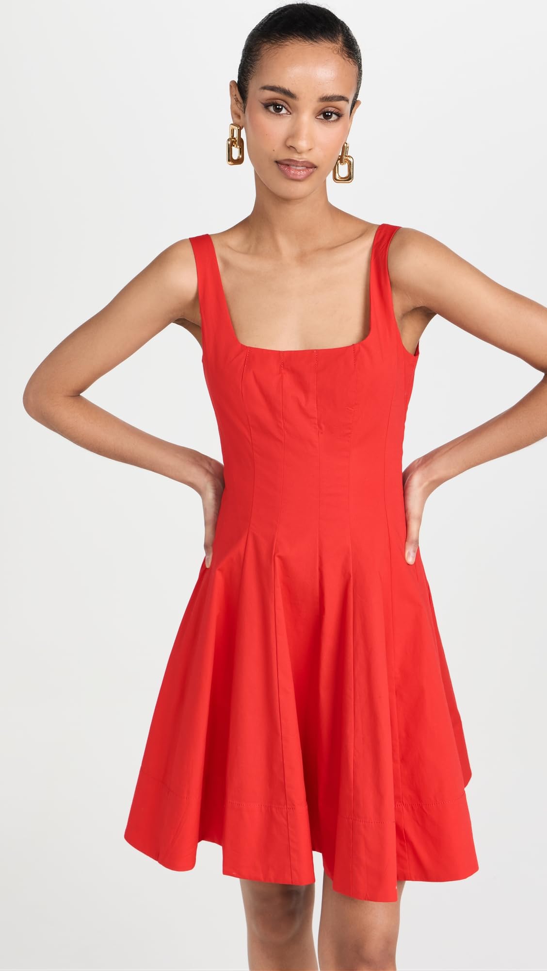 STAUD Women's Mini Wells Dress, Red Rose, 2