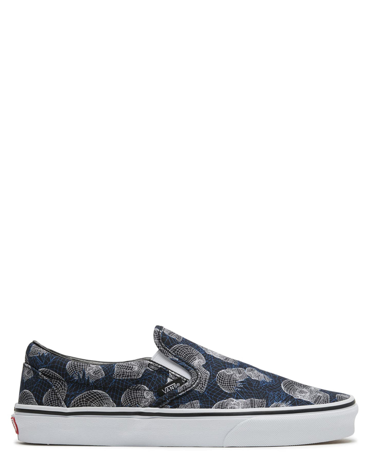 Vans Classic Slip ON (Wireframe Skulls) Black/White Men's Shoes Size 9