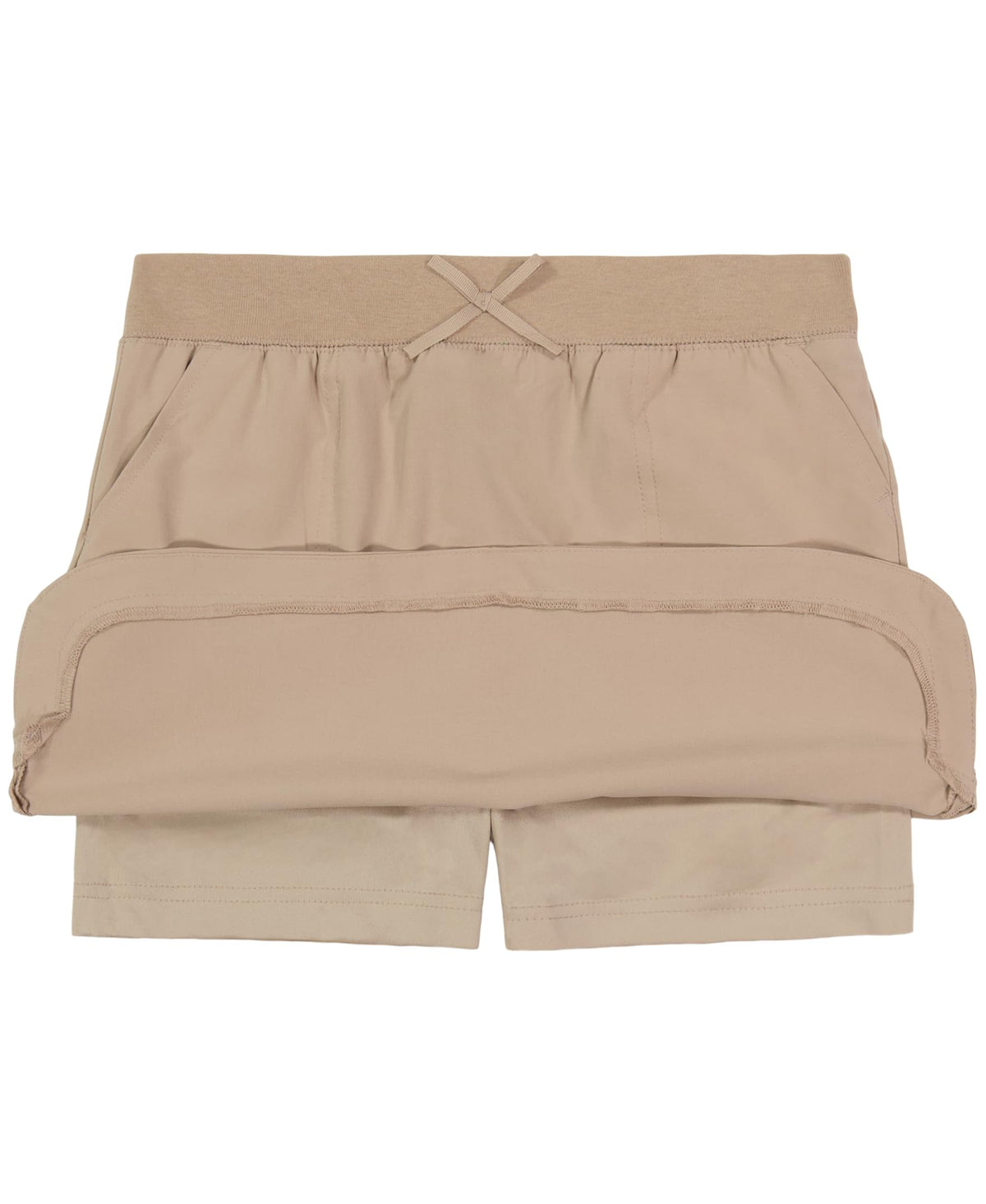 Nautica Girls Size School Uniform Performance Scooter Skirt with Undershorts, Pull-on, Knit Waistband & Functional Pockets, Khaki, 18 Plus