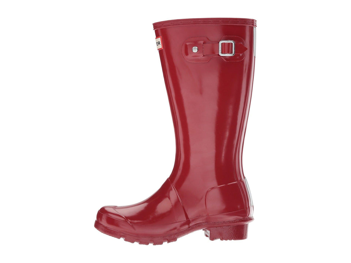 Hunter® Original Kids' Gloss Rain Boots for Kids – Knee High Design – Cushioned Footbed – Nylon Lining Military Red 4 Big Kid M