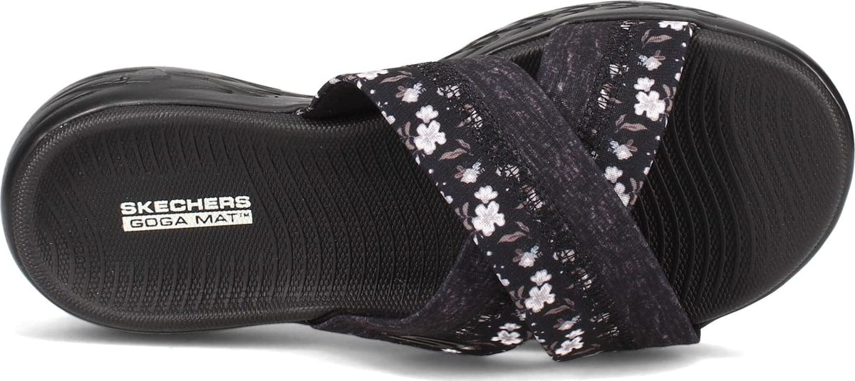 Skechers Women's On The Go 600 - Blooms Slide Sandal 7 Black/Grey