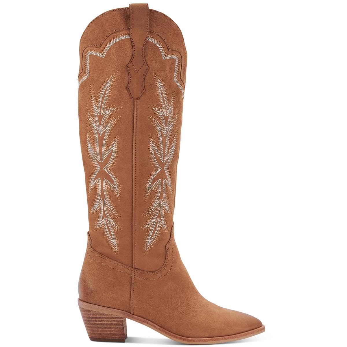 Dolce Vita Womens Shiren Leather Tall Cowboy, Western Boots Tan 8.5 Medium (B,M)