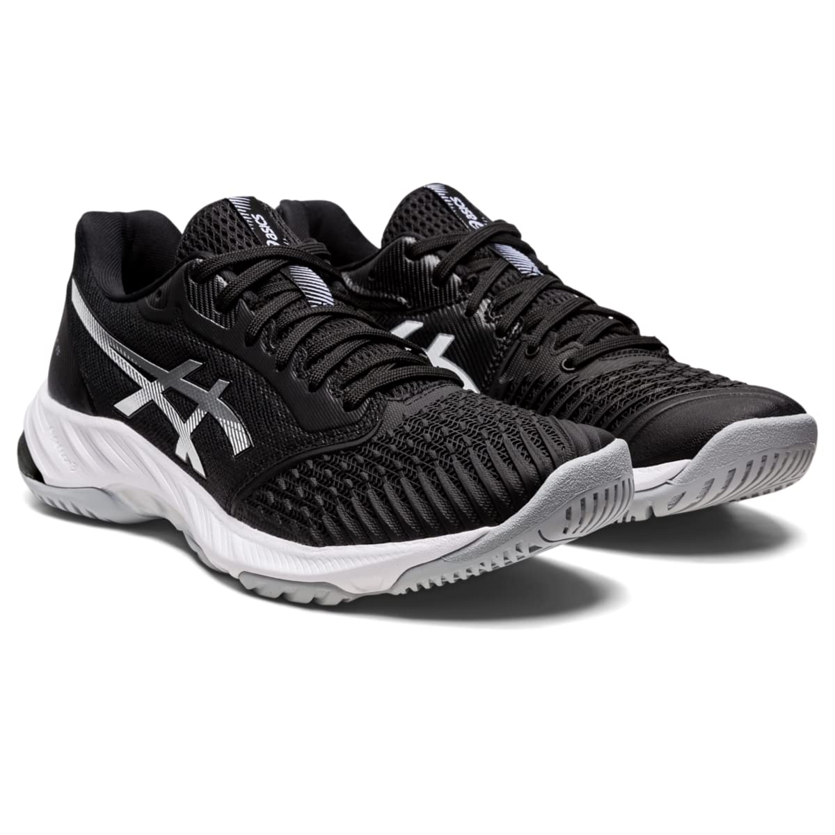ASICS Women's Netburner Ballistic FlyteFoam 3 Volleyball Shoes, 10, Black/Pure Silver