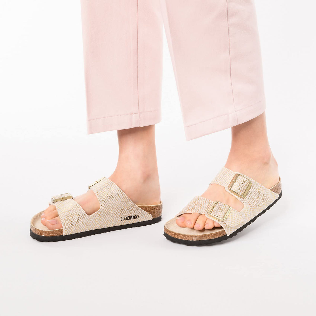 Birkenstock Women's Arizona Sandal, White Gold, 6.5 Narrow