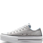 Converse Unisex Chuck Taylor All Star Low Top Platform Sneaker - Silver 9