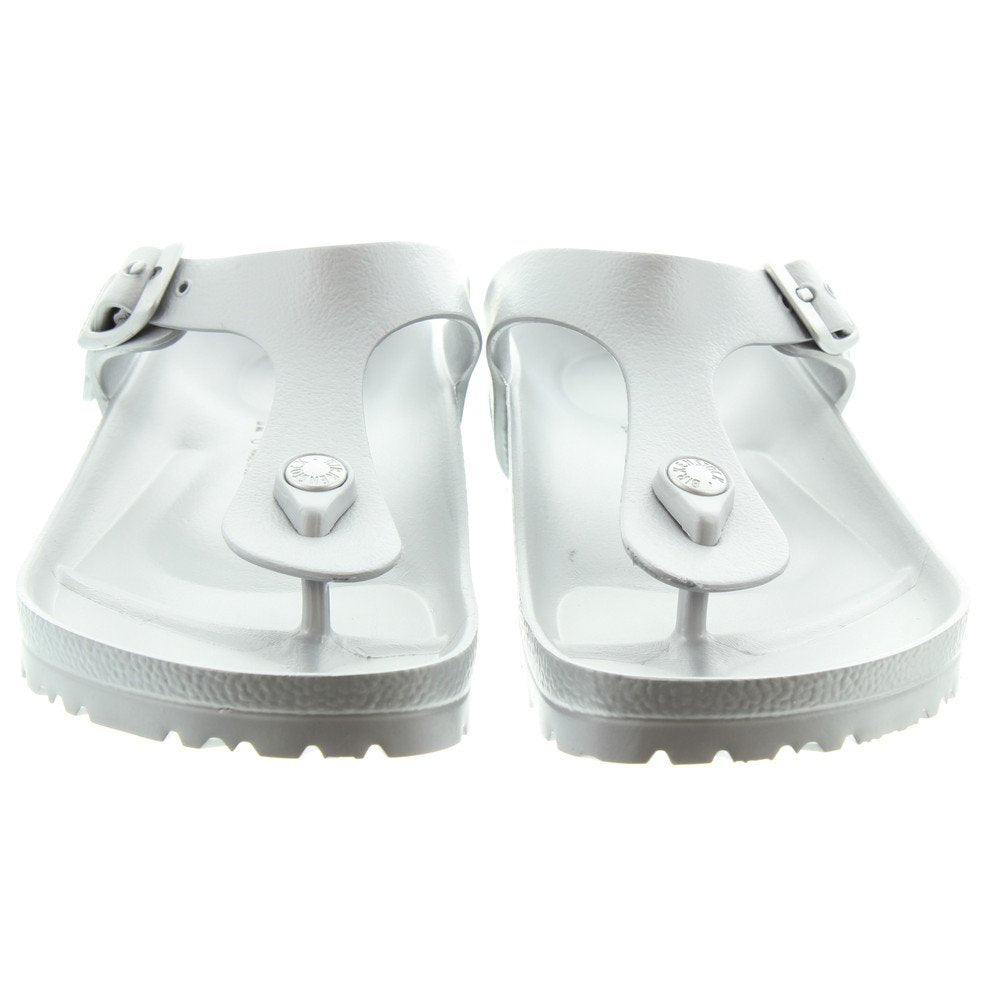 Birkenstock Women's Toe Post Sandals Flip Flops, Metallic Silver, 5 UK