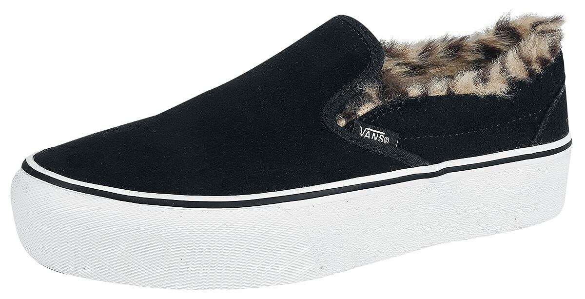 Vans Womens Suede Slip-On Platform Lack/Leopard Sneaker - 5