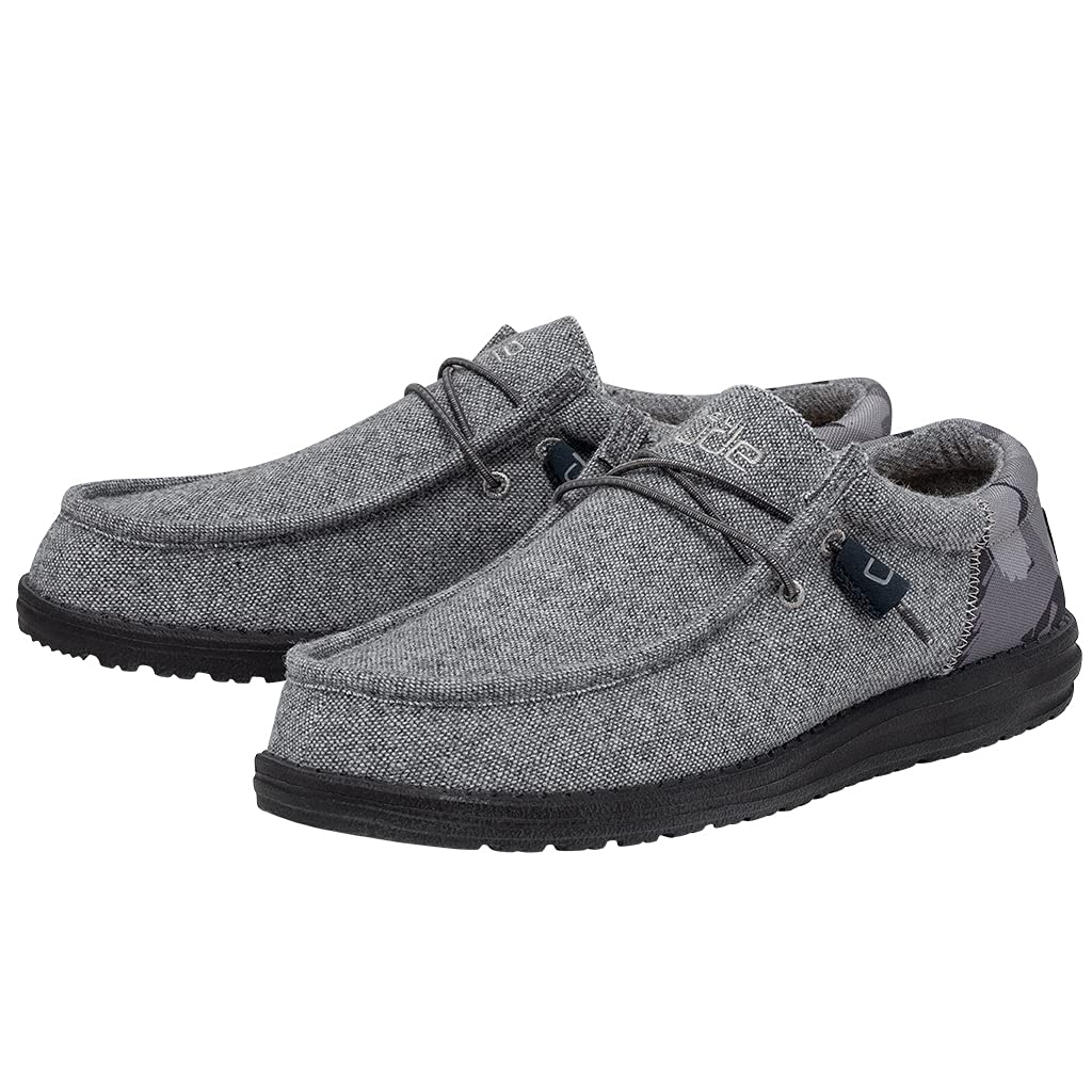 Hey Dude Men's Wally Funk Wool Grey Camo Size 8 | Men’s Shoes | Men's Lace Up Loafers | Comfortable & Light-Weight