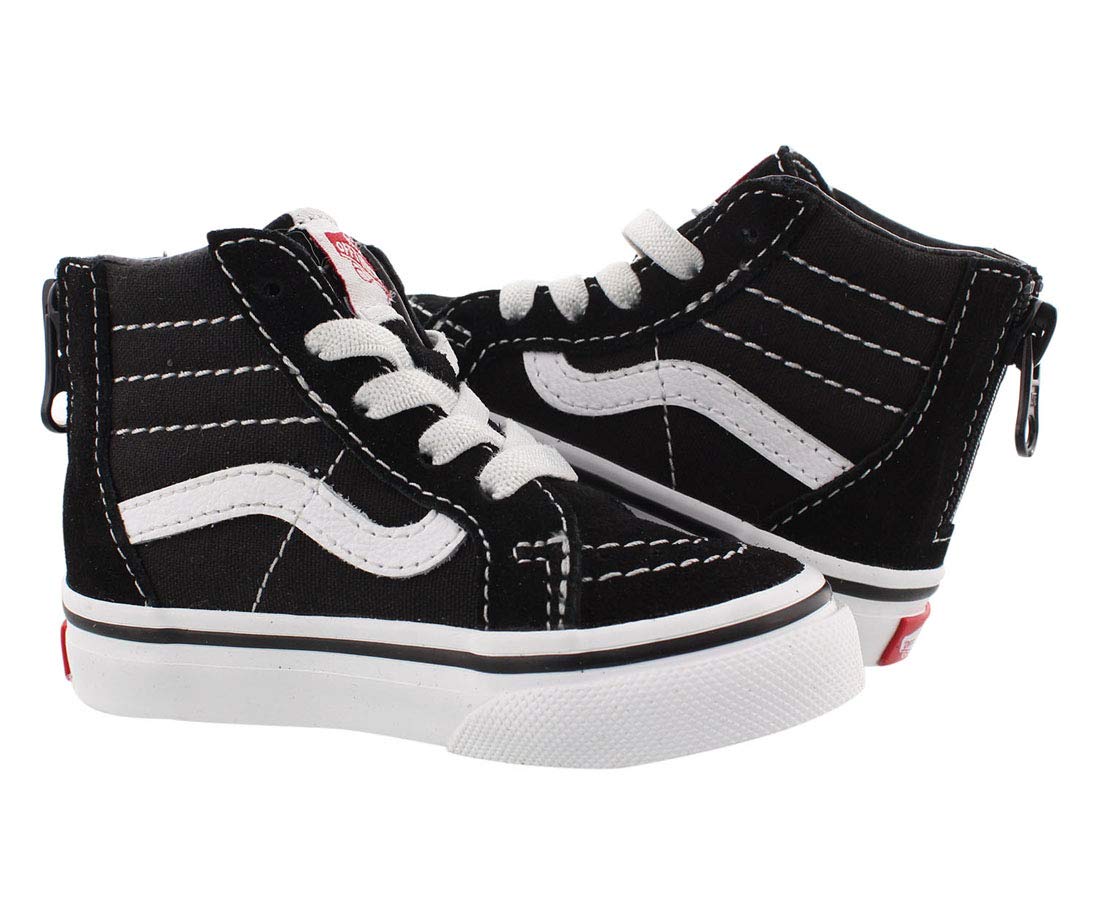 Vans Kids Sk8-Hi Zip (Infant/Toddler) Sneaker, Black/White, 7 US Unisex
