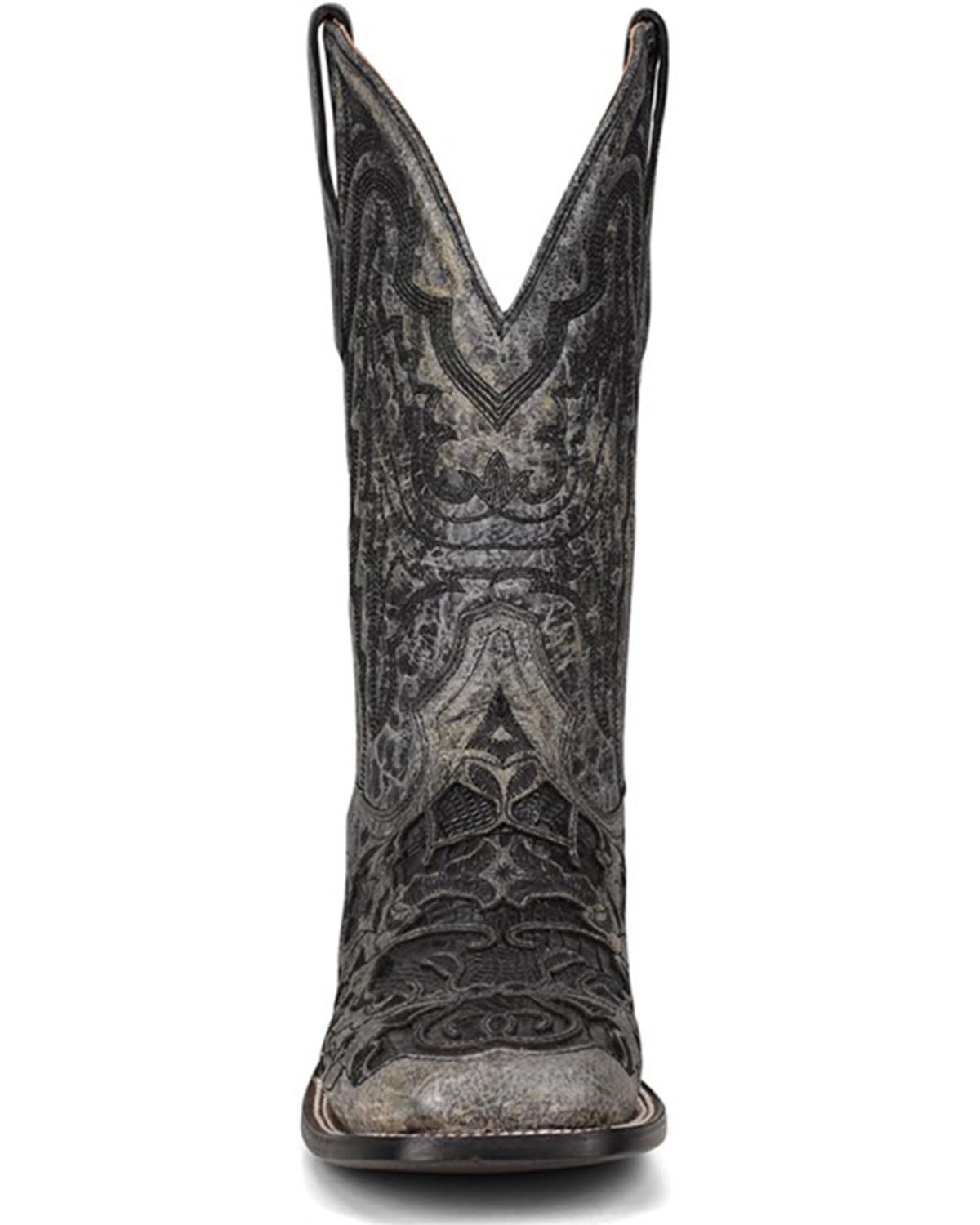 CORRAL Men's Exotic Alligator Inlay Western Boot Broad Square Toe Black 8.5 D