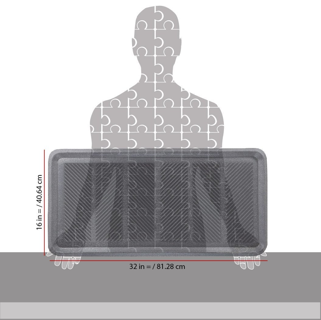 SafetyCare Rubber Shoe & Boot Tray - Multi-Purpose - 32 x 16 Inches - 1 Mat