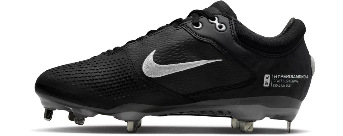 Nike Women's Hyperdiamond 4 Elite Softball Cleats (Black/Dark Grey/Barely Volt/White, 11 US)