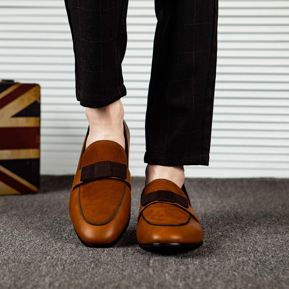 JITAI Men's Lindford Moc Toe Bit Slip-on Penny Loafer Party Shoes, Brown/02, 12 US