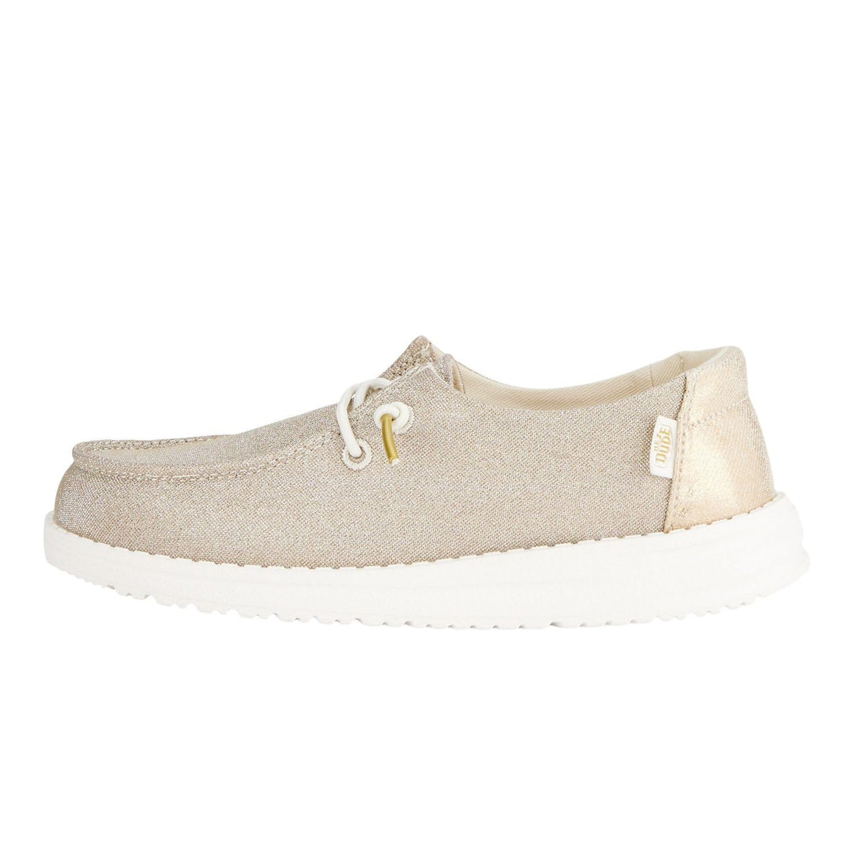 HEYDUDE Girl's Wendy Y Metallic Sparkle Gold Size 4 | Youth's Shoes | Youth Slip-on Loafers | Comfortable & Light-Weight