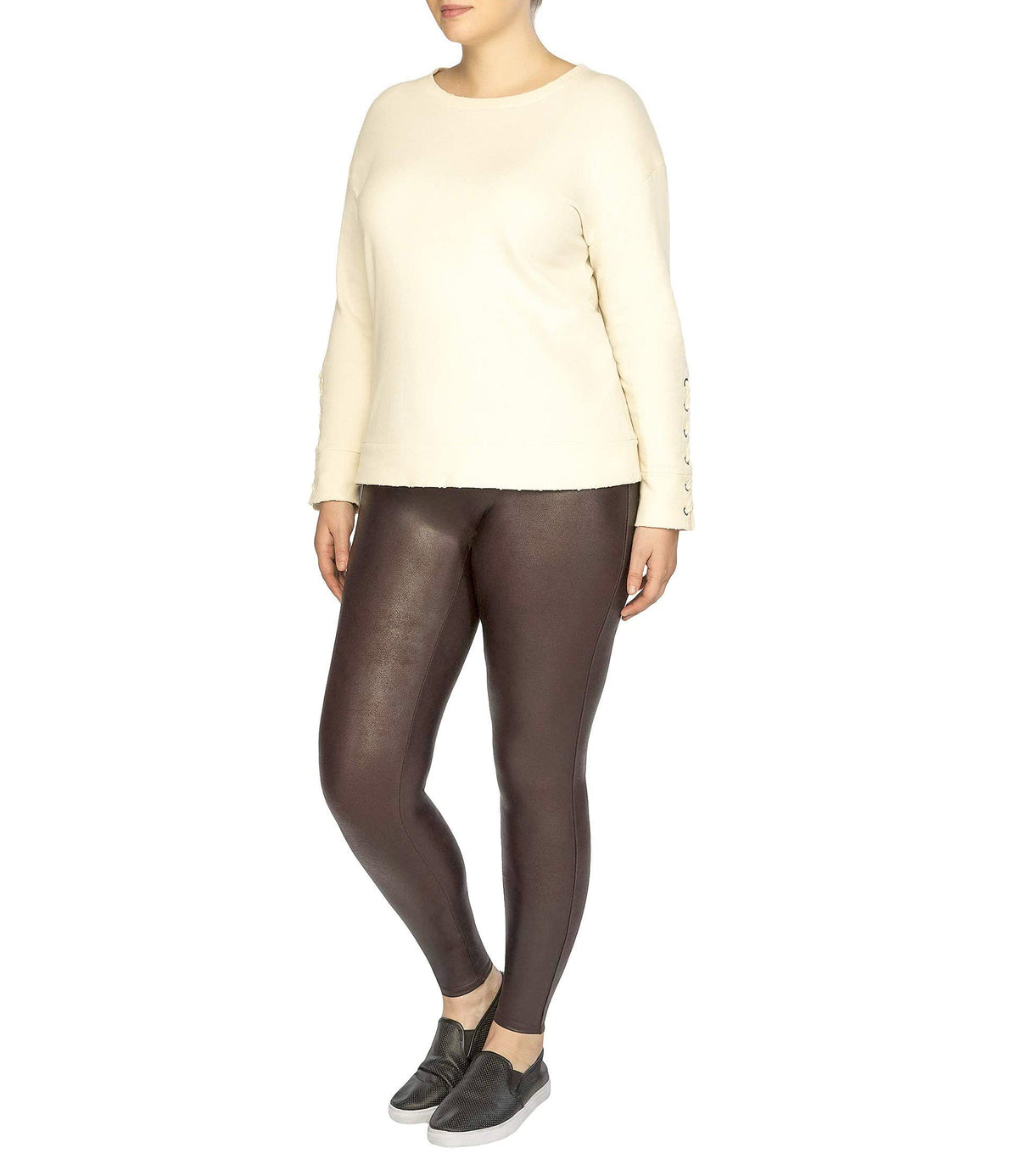 SPANX Faux Leather Leggings for Women Tummy Control Wine 1X - Regular 30