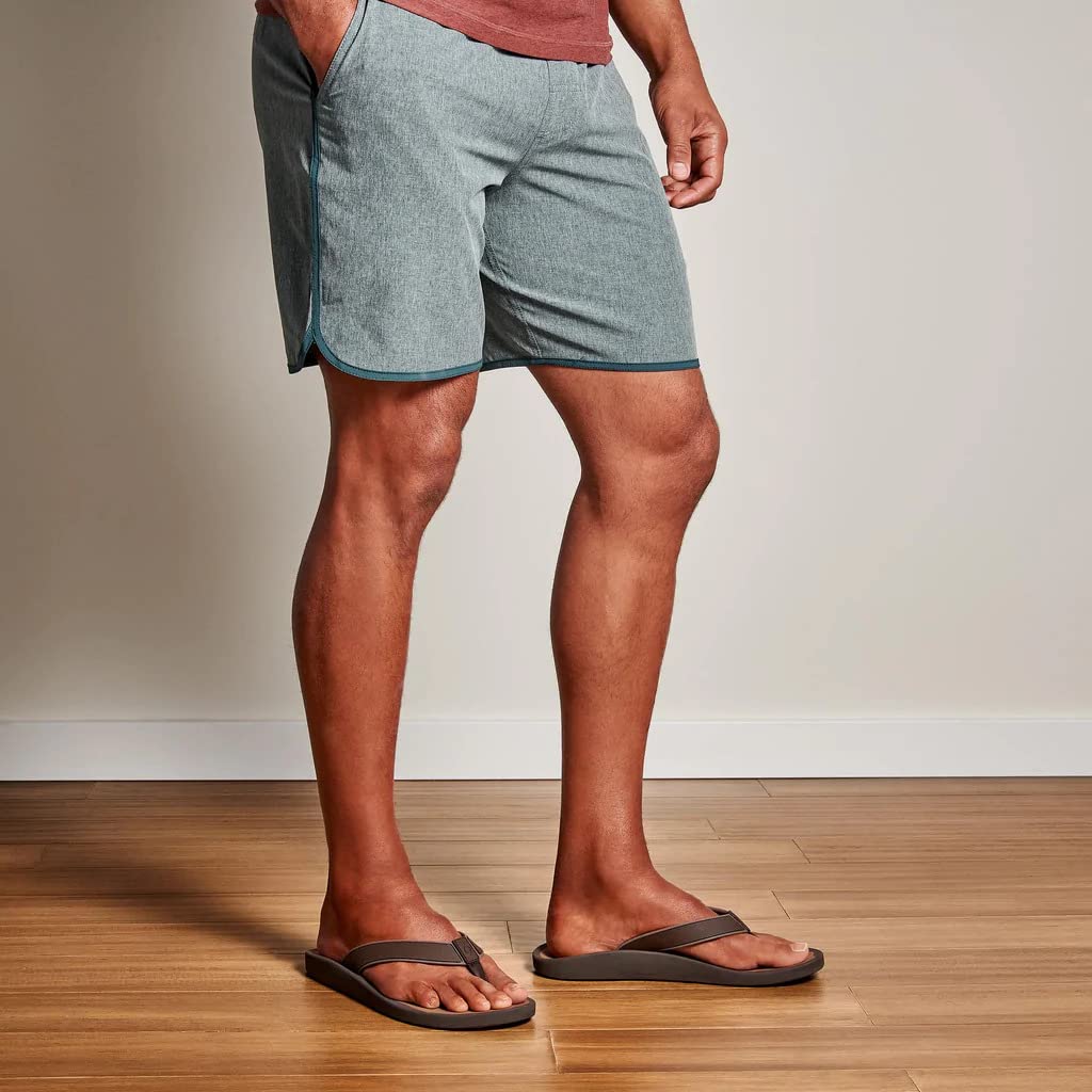 OLUKAI Koko'o Men's Beach Sandals, Quick-Dry Flip-Flop Slides, Water Resistant & Lightweight, Compression Molded Footbed & Ultra-Soft Comfort Fit, Dark Wood/Ray, 14