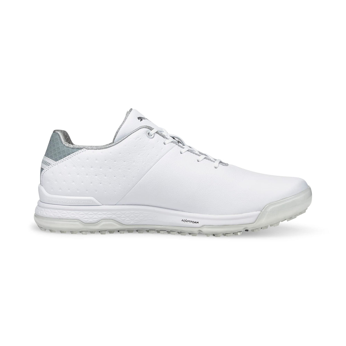 Puma Golf Men's PROADAPT ALPHACAT Leather Golf Shoe, Puma White-Puma Silver, 12.5