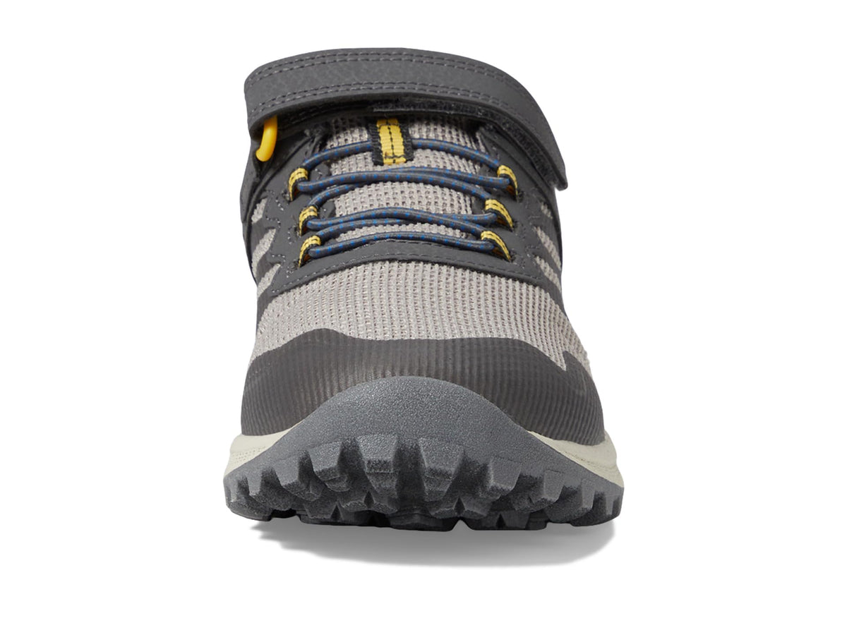 Merrell® Nova 3 Kids Shoes – Ideal for Little and Big Kids – Synthetic Upper – Bungee Lace Closure – Round Toe Grey/Blue/Gold 1.5 Little Kid M