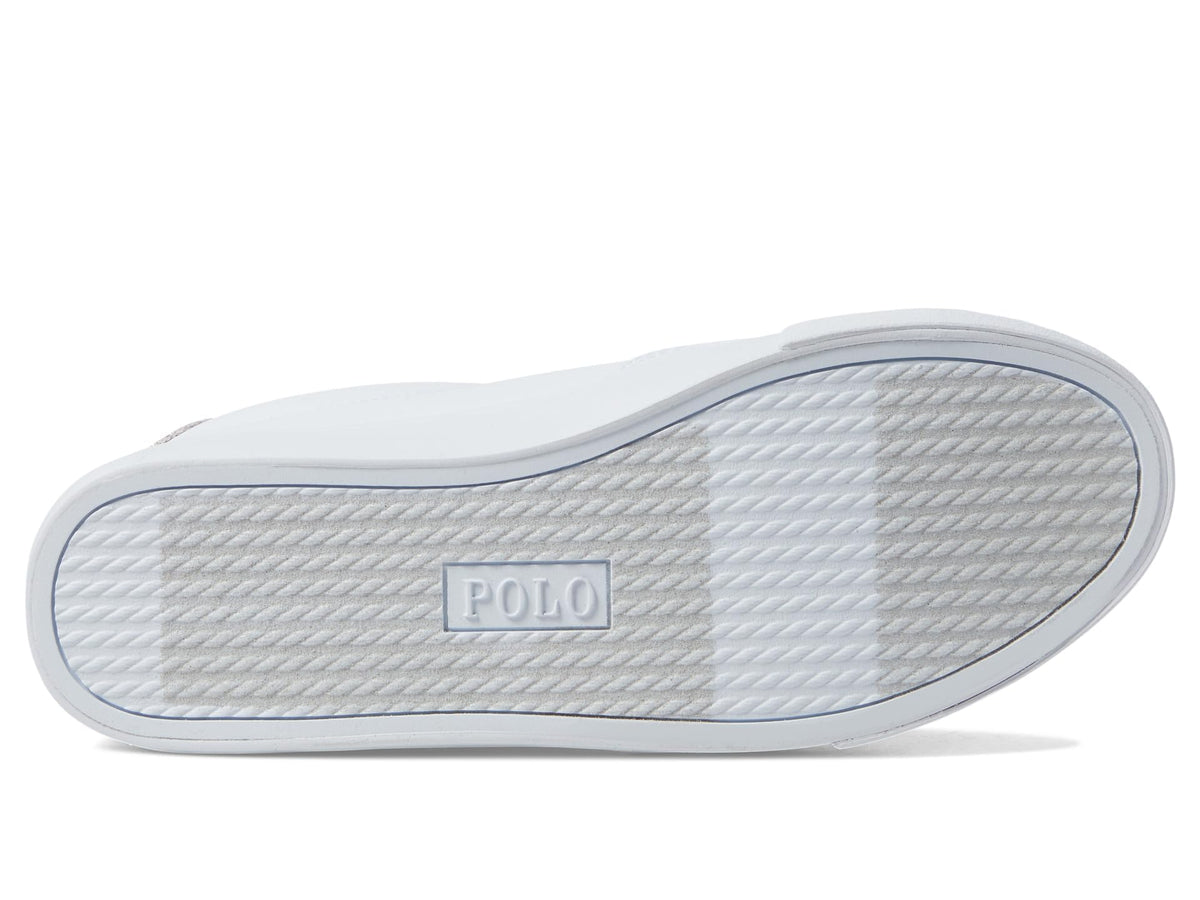 POLO RALPH LAUREN Girl's Theron V (Big Kid) White Smooth Pu/Gold Metallic/Glitter/Gold Pony Player 6 Big Kid M