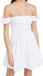 STAUD Women's Mini Elio Dress, White, 2