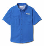 Columbia Youth Boys PFG Tamiami Short Sleeve Sun Protection Shirt, Vivid Blue, XX-Small