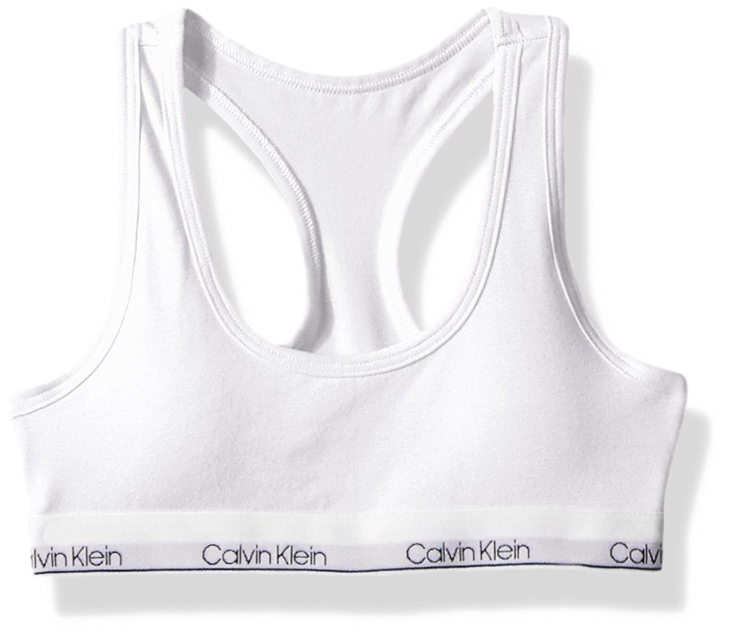 Calvin Klein Girls' Big Modern Cotton Molded Bralette - Comfortable & Stylish Girls Bralette | Classic White | X-Large