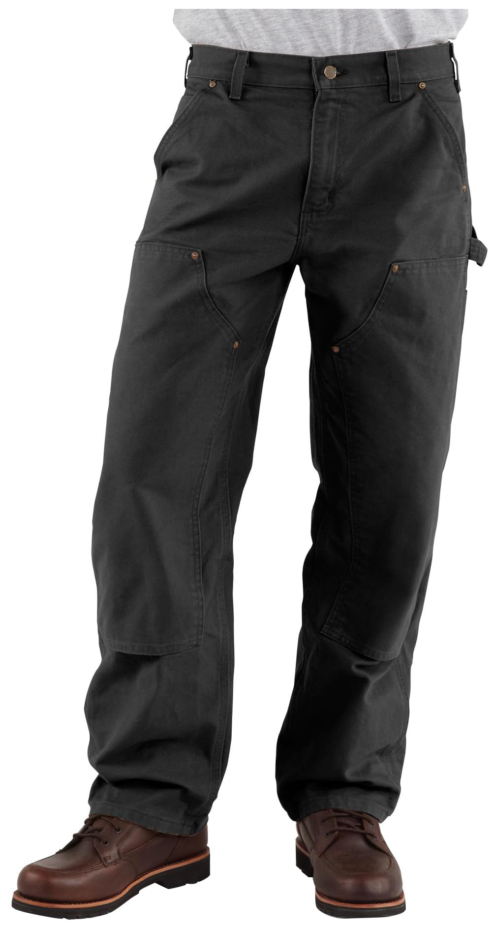 Carhartt Men's Loose Fit Washed Duck Double-Front Utility Work Pant, Black, 31W x 32L