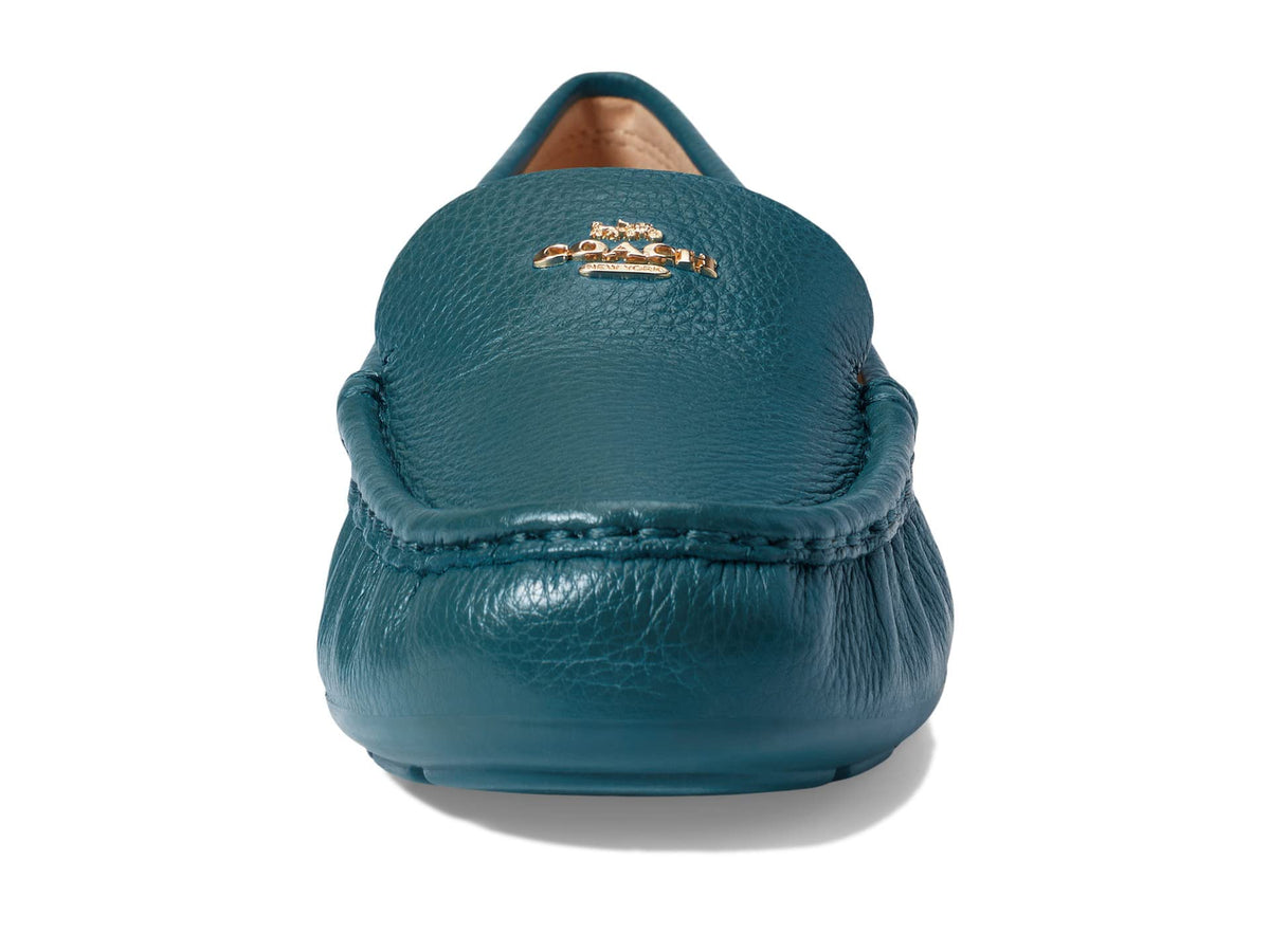 Coach® Marley Driver Women Loafers – Pebbled Leather Upper – Cushioned Footbed – Synthetic Lining – Gold Tone Deep Turquoise 8 B - Medium