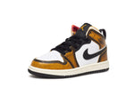 Little Kid's Jordan 1 Mid SE Wear Away Black/Taxi-White-Sail (DQ8419 071) - 12