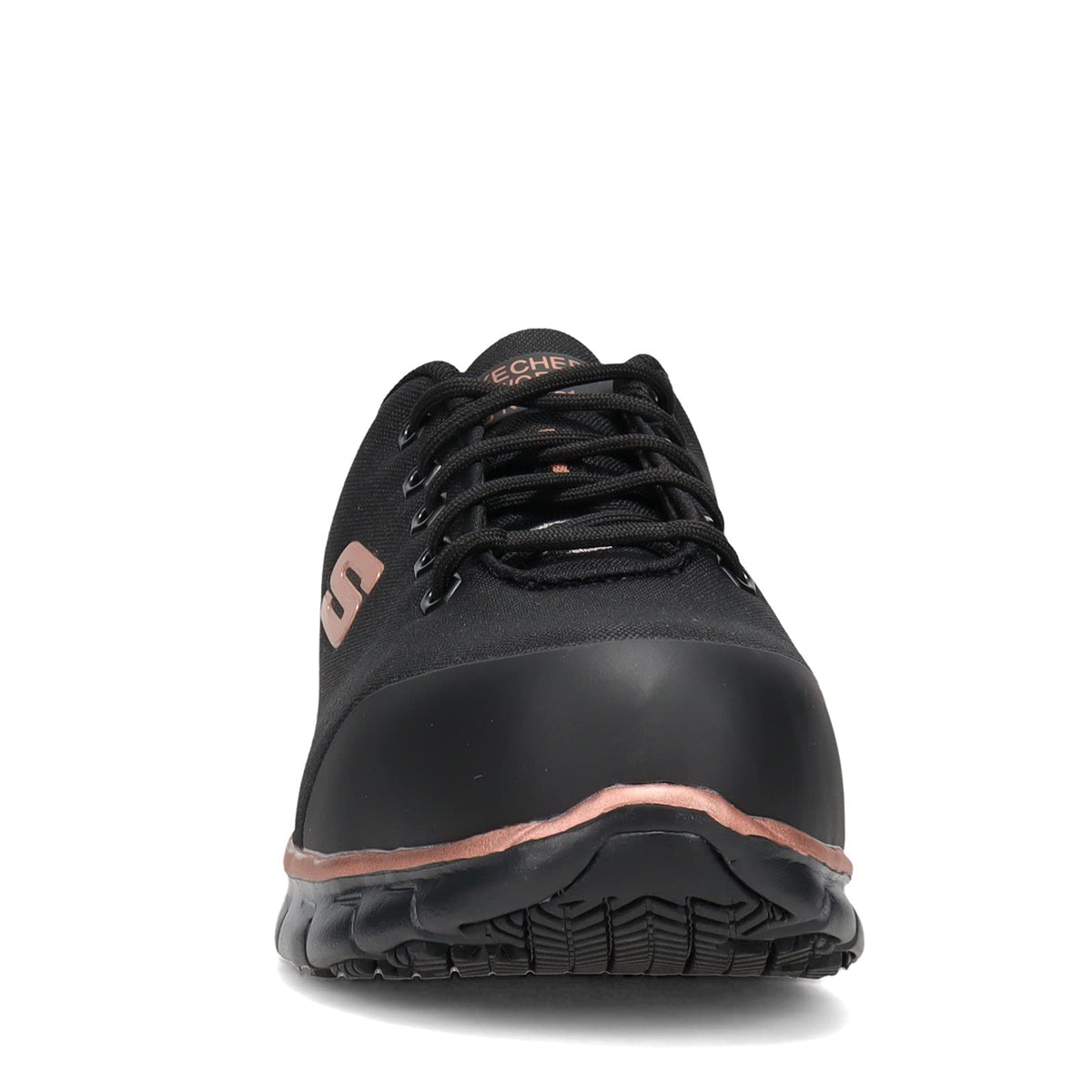 Skechers Women's Lace Up Athletic Safety Toe Industrial Shoe 6.5 Black/Gold