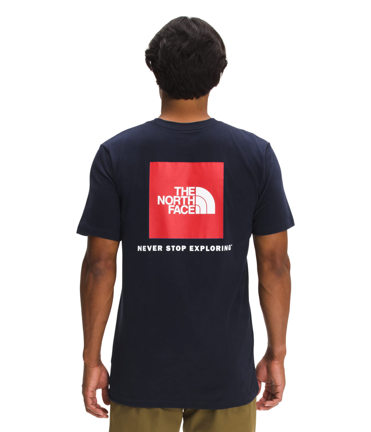 THE NORTH FACE Men's Box Never Stop Exploring Tee, Aviator Navy/Horizon Red, 3X-Large