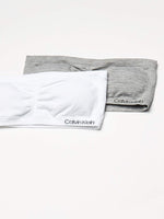 Calvin Klein Girls' Bandeau Bra, White/Heather Grey-2 Pack, Medium