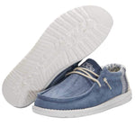 Hey Dude Men's Wally Linen Natural Blue Size 8 | Men’s Shoes | Men's Lace Up Loafers | Comfortable & Light-Weight